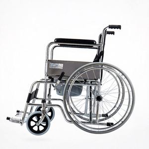 Fauteuil roulant pliable léger en acier inoxydable à quatre roues avec siège de toilette, portable pour personnes âgées et handicapées, à propulsion manuelle - Product Image 1