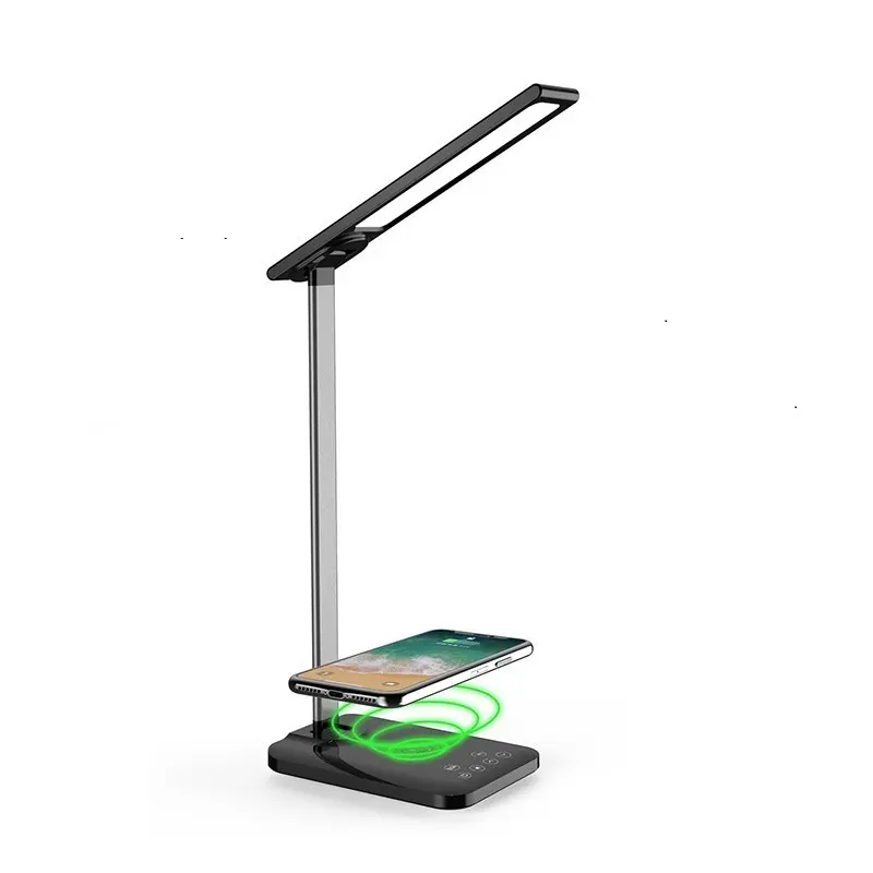 2022 LED Schreibtisch lampe 10W Wireless Charger Study Light USB Dimmbare Lese lampe Bedside Wireless Charging LED Tisch lampen