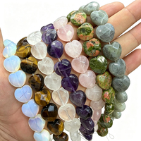 Perles en vrac de pierres naturelles facettées en forme de cœur de 15 mm pour la fabrication de bijoux (quartz rose, améthyste, cristal) - Vente en gros