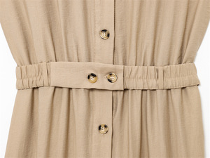 Col tournant sans manches ceintures boutons respirant femmes <span class=keywords><strong>kaki</strong></span> solide motif une pièce <span class=keywords><strong>combinaison</strong></span> pour l'été décontracté mode - Product Image 4