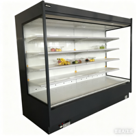 Réfrigérateur de présentation ouvert multi-étagères pour supermarché commercial avec refroidissement par ventilateur et 5 étagères pour légumes et fruits