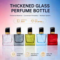 Flacon de parfum de luxe personnalisé, base épaisse en verre, vaporisateur fin, design carré coloré, emballage OEM