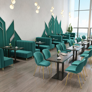 Canapé double personnalisé pour pâtisserie, contre le mur, combinaison table et chaises <span class=keywords><strong>simple</strong></span> et fraîche pour <span class=keywords><strong>restaurant</strong></span> occidental - Product Image 3