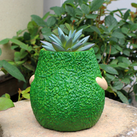 Ondeugende Avocado Vrolijk Gezicht Harsen Bloempot Ornament Handgemaakt Beeldje Lente Smaak Groene Plant In Pot voor Thuis Kantoor Woonkamer