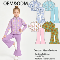 Conjunto Deportivo para Niñas Pequeñas al por Mayor: Chaqueta con Cremallera y Cuello Alto y Pantalones de Yoga Acampanados de Alta Calidad