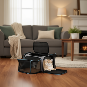 Sac à dos pliable pour animaux de compagnie en maille souple, taille M, approuvé par les compagnies aériennes, avec coussin amovible - Product Image 2