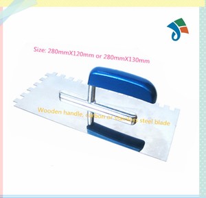 Outils de truelle de plâtrage 280x120mm finitions truelle crantée en acier au carbone poli commun avec truelle en acier inoxydable à poignée souple - Product Image 5