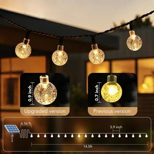 ไฟประดับตกแต่งสวนแบบโซลาร์เซลล์ LED รูปทรงลูกบอลคริสตัลกันน้ำสำหรับเทศกาลคริสต์มาส ขายดี - Product Image 3