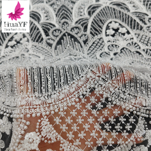 HY3474 Nuevo y Popular Encaje Africano Blanco con Cuentas 3D, <span class=keywords><strong>Lentejuelas</strong></span> y Bordado Floral, Estilo Francés para Boda Aso Ebi - Product Image 2