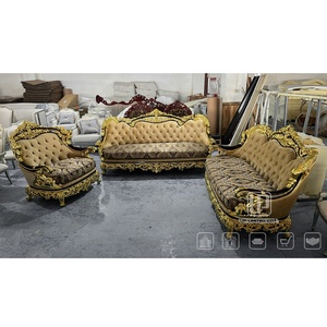 Lo último en muebles antiguos de palacio para sala de estar, juego de sofás grandes de madera de Italia <span class=keywords><strong>del</strong></span> <span class=keywords><strong>siglo</strong></span> <span class=keywords><strong>XIX</strong></span>, decoración clásica dorada, sofás de lujo reales - Product Image 1