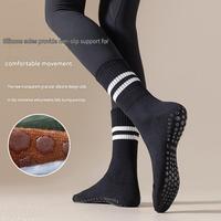 Lot de 5 paires de chaussettes antidérapantes unisexe en coton à bout fermé avec double rayures, absorbant la transpiration, pour yoga, pilates, danse, barre, ballet et fitness