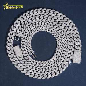 Lisci New Moon 10mm 13mm 2 file a maglie cubane con motivo a catena Moissanite bracciale cubano collana con diamanti Hip Hop - Product Image 4