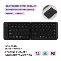 Clavier sans fil pliable 68 touches à mécanisme ciseaux ABS portable ultra-plat mini rechargeable USB-C multi-appareils pour voyage, vente en gros