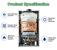 Chauffe-eau instantané sans réservoir à basse pression 18L, gaz naturel et GPL, extérieur et domestique, commercial, en acier inoxydable, 36KW