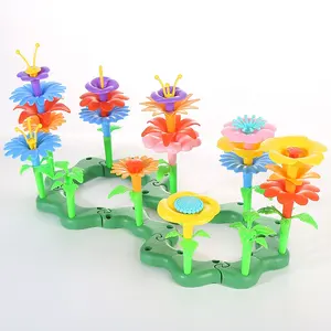 Most Popular 99 Pcs Educational Building Blocks Plastic Diy Assemble Flower Garden Building Toys For Early Childhood Education