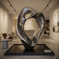 Sculpture en métal perforée découpée au laser, en acier inoxydable, motif anneau abstrait, pour décoration extérieure et intérieure de villa et aménagement paysager