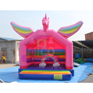 Château gonflable à thème Pégase arc-en-ciel rose, licorne ailée, pour fêtes de filles, location commerciale pour carnaval - Product Image 1