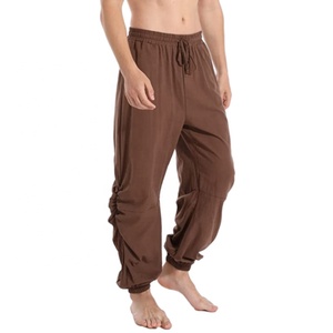 JL0607A Trendy New Harem Pants <span class=keywords><strong>pantaloni</strong></span> da uomo in <span class=keywords><strong>lino</strong></span> taglie forti uomo 100% <span class=keywords><strong>lino</strong></span> marrone Casual allentato <span class=keywords><strong>pantaloni</strong></span> estivi allacciati - Product Image 5