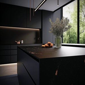 خزانات سكنية عصرية بتصميم شامل لشقق الفيلات وخزانات جانبية سوداء عالية الجودة تُصمم حسب الطلب - Product Image 3