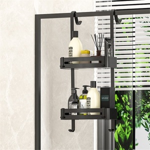 Étagères modernes pour salle de bain en acier inoxydable, paniers suspendus double couche, fixation murale sans perçage pour toilettes - Product Image 3