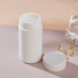 Bocaux cylindriques personnalisables en PET de 200 ml à surface mate avec couvercle à vis, emballage blanc pour suppléments nutritionnels (vitamines, huile de <span class=keywords><strong>poisson</strong></span>) - Product Image 4