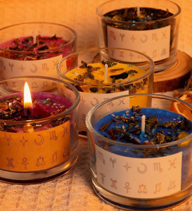 Vela de Meditación Ritual Zodiacal de Cera Mágica con Flores de Hielo, Aromaterapia con Flores Secas y Cristales para el Hogar - Product Image 6