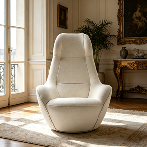 Poltrona Lounge Girevole Moderna di Lusso con <span class=keywords><strong>Schienale</strong></span> <span class=keywords><strong>Alto</strong></span>, Design Curvo Avvolgente e Tessuto Morbido - Product Image 6