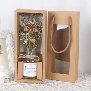 Flores secas naturales en botella para decoración del hogar, artesanías de regalo
