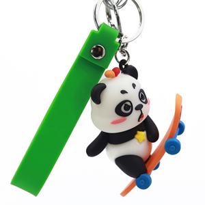 ผู้ผลิต 12 ปี ประสบการณ์ ปี 2024 พวงกุญแจ PVC 3 มิติแบบกำหนดเองพร้อมโลโก้ตามสั่ง พวงกุญแจซิลิโคนรูปแพนด้าน่ารัก พร้อมสายคล้องข้อมือ - Product Image 1