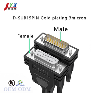 JYX OED/ODM DB15 Cable macho a hembra doble blindaje 26awg cobre estañado mazo de cables seriales de 15 pines con mazo de cables con UL - Product Image 3