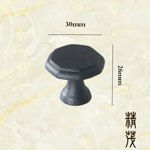 Octagonal Cabinet <b>Knob</b> 30mm <b>Black</b> Zinc Alloy Minimalist Drawer Handle - Product Image 1