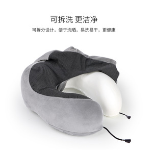 Oreiller de voyage en U pour le cou, en tissu magnétique à mémoire de forme, support portable taille adulte - Product Image 5