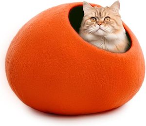 100% Merinowolle Katzen höhlen bett Handgemachtes Haustier bett aus massivem Filz für Katzen und Kätzchen im Innenbereich - Product Image 1