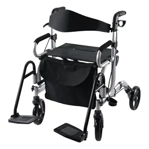 Foldable Elderly Walker Rollator Light Weight Aluminum Rollator Seat Area 45.5x25