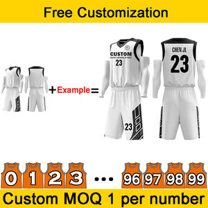 カスタムロゴパターン & 数字高弾性軽量通気性バスケットボールユニフォームセット大型バスケットボールジャージー - Product Image 3