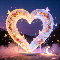 Arche de mariage personnalisée en forme de cœur, grande taille, lanterne LED pour mariage, imperméable, extérieur