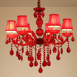 Lustre suspendu en verre rouge de luxe, moderne et coloré, style Maria Theresa, avec éclairage LED, pour <span class=keywords><strong>mariage</strong></span>, maison, hôtel, décoration - Product Image 1