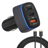 Nouveau chargeur de voiture 95W USB C PD 3 ports PD 65W PPS QC3.0 30W chargeur de voiture rapide pour ordinateur portable ou téléphone 14/13/2023 Pro Max 12/11