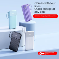 Power Bank Li-Polymer 10000mAh dengan 4 Kabel Pengisi Daya Terintegrasi, Desain Tali Gantungan, Layar Digital, Pengisian Cepat 22.5W, 2-in-1 Cepat