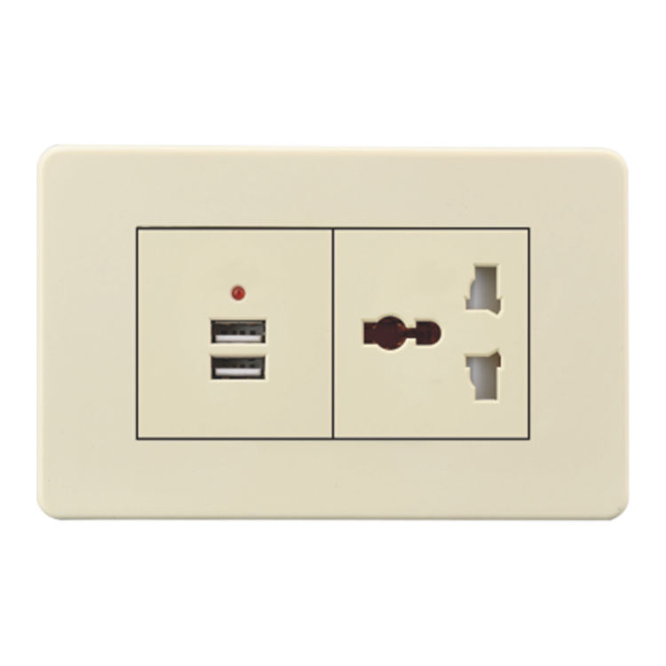 US Standard Electric Light Switch 20A Double Usb 110-240V Wall Outlet Switch and Socket