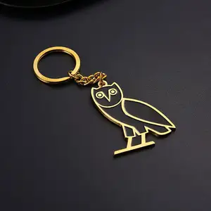 Keyring Design 3d Keychains Custom Gold Owl Shape Black Metal Keyring