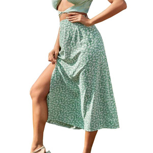 Minifalda de verano para mujer, minifalda Ditsy dividida <span class=keywords><strong>con</strong></span> <span class=keywords><strong>flores</strong></span>, cintura Sexy, bolsa de columpio, falda a la cadera, falda larga para chica caliente - Product Image 3