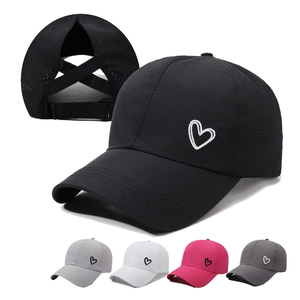 Cross Back Ponytail Sports Sun <b>Hat</b> Quick Dry Breathable Mesh Cap Adjustable Outdoor UV Protection Baseball Cap - Product Image 1