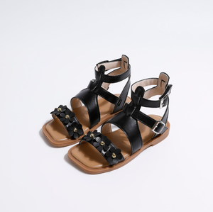 Nouvelles sandales romaines d'été pour filles, sandales pour enfants à fleurs et à tige haute - Product Image 4