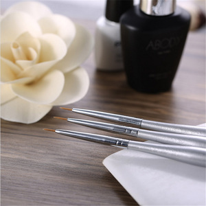 3Pcs Nylon Nail Art Brush <b>Set</b> Flower Line Drawing Pens <b>Crimped</b> Ferrule for UV Gel Painting - Product Image 2