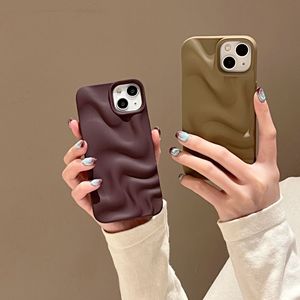 2025 New Simple Color 3D Wrinkled Water Ripples <strong>Pattern</strong> Soft Frosted Shockproof Mobile Phone <strong>Case</strong> for iPhone 14 15 16 17 Pro Max - Product Image 3