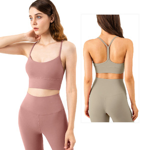 Soutien-gorge de sport Sexy Y Back Gym Running pour femmes Vente en gros Haut de yoga respirant avec coussin de poitrine amovible Stretch à quatre voies sans couture - Product Image 1