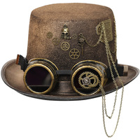 Chapeau haut-de-forme steampunk Tiegan, style moderne, en polyester, taille 56-60 cm, pour accessoires de fête d'Halloween et de carnaval