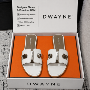 2026 Luxury Designer <b>shoe</b> for Women High Quality Leather H-Shape Slides Sandals Brown Metal Logo Summer <b>Beach</b> Casual Style New - Product Image 1