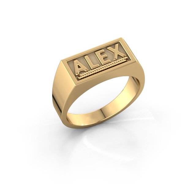 S925 Sterling Silver Rectangle Monogram Signet Ring Engraved Initial Band with 18K Gold Plating for Men Wholesale